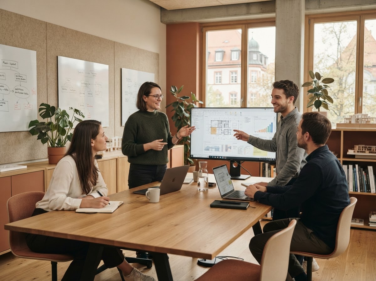 Nova Prime Haven team reviewing real-time investment data in a modern office